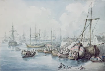 Die Ausschiffung der Royalisten von Toulon in Southampton im Jahr 1794